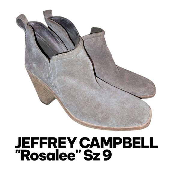 JEFREY CAMPBELL ROSALEE Sz 9 Tan Suede Side Cut Out Pull On Heel Ankle Booties - Picture 9 of 9